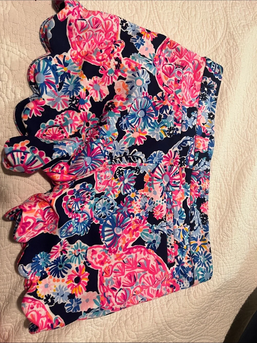 Lilly Pulitzer Navy Multicolor Floral Scallop-Hem Shorts